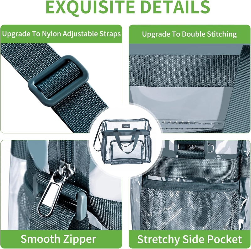 MAYTREE Clear Bag for Stadium Events 12×6×12 Clear Tote Lunch Bag with Reinforced Straps for Work and Sporting Events, Grey - Image 3
